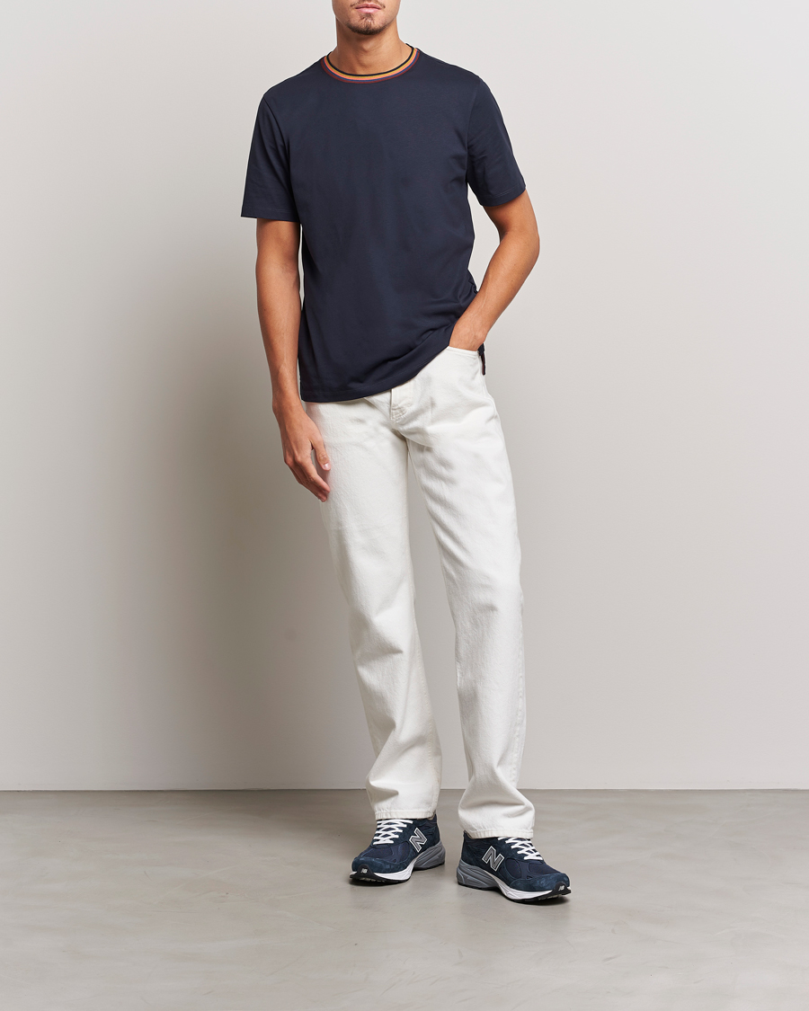 Herr | T-Shirts | Paul Smith | Stripe Rib Crew Neck T-Shirt Navy