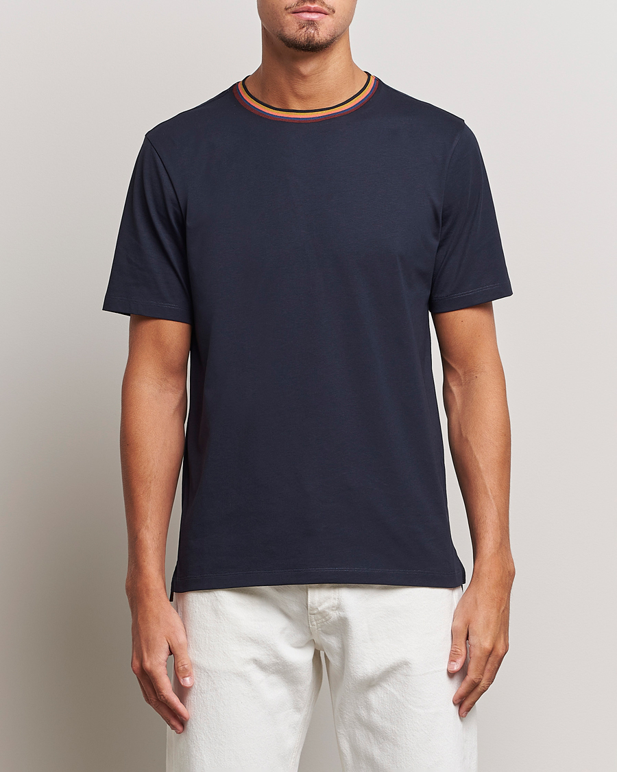 Herr | T-Shirts | Paul Smith | Stripe Rib Crew Neck T-Shirt Navy