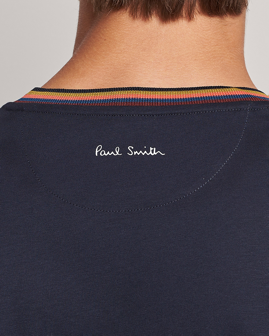 Herr | T-Shirts | Paul Smith | Stripe Rib Crew Neck T-Shirt Navy