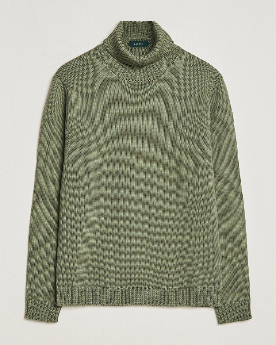Herr | Tröjor | Zanone | Virgin Merino Wool Rollneck Olive