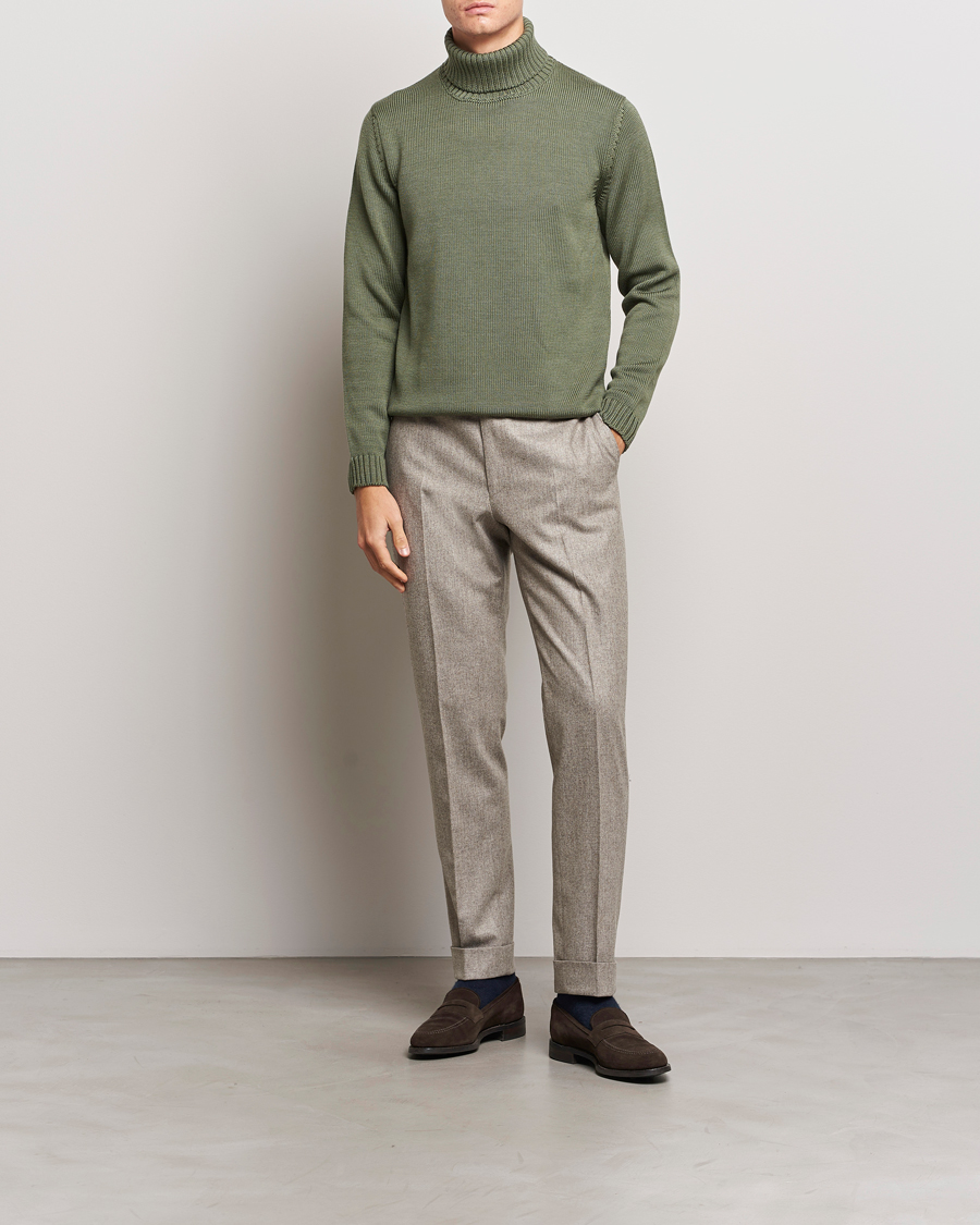 Herr | Tröjor | Zanone | Virgin Merino Wool Rollneck Olive