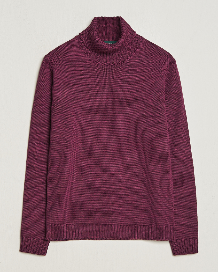 Herr | Tröjor | Zanone | Virgin Merino Wool Rollneck Burgundy