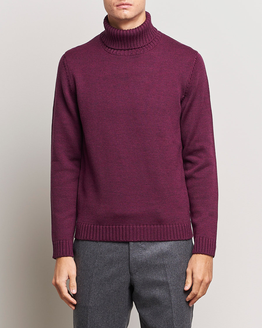 Herr | Tröjor | Zanone | Virgin Merino Wool Rollneck Burgundy