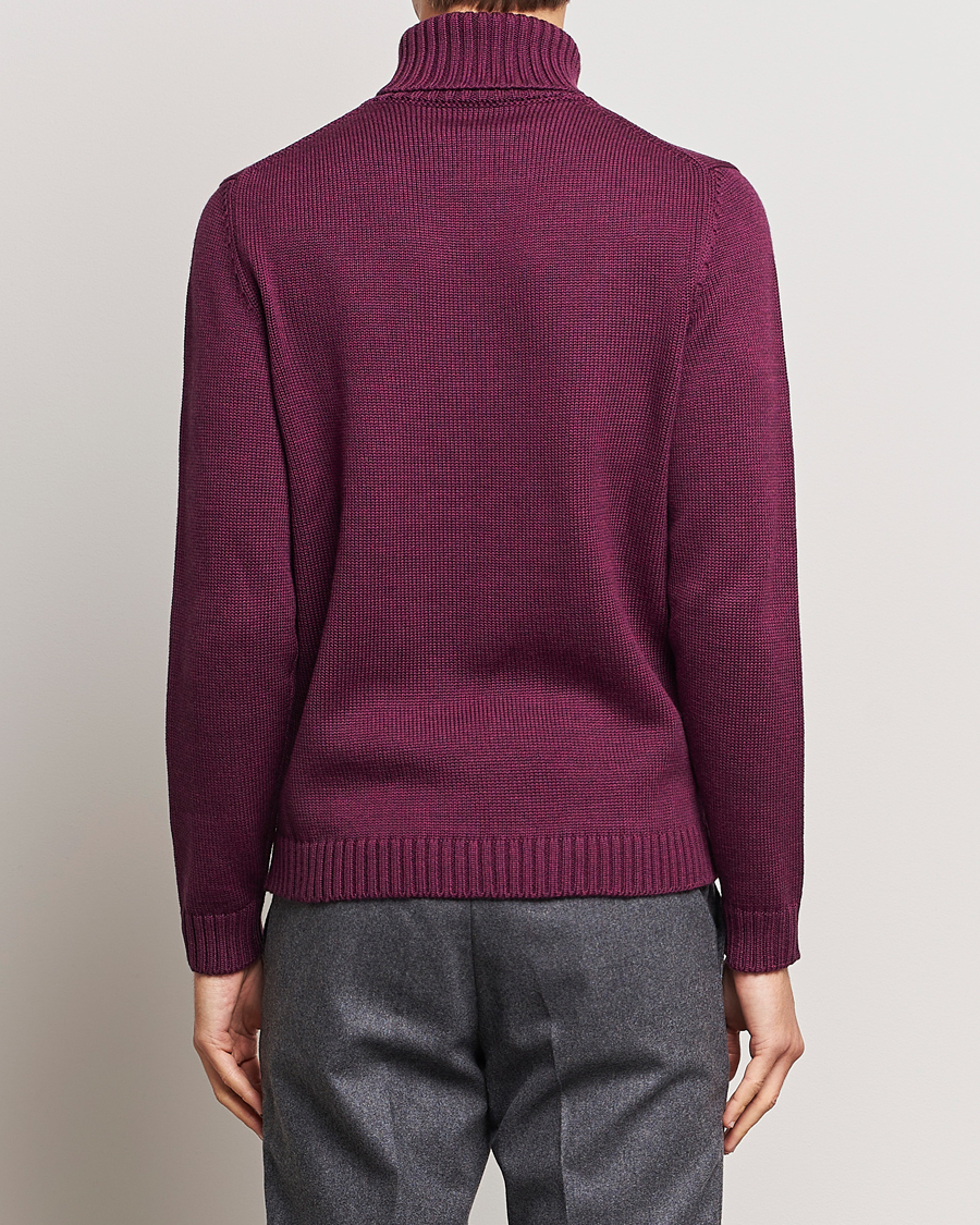 Herr | Tröjor | Zanone | Virgin Merino Wool Rollneck Burgundy