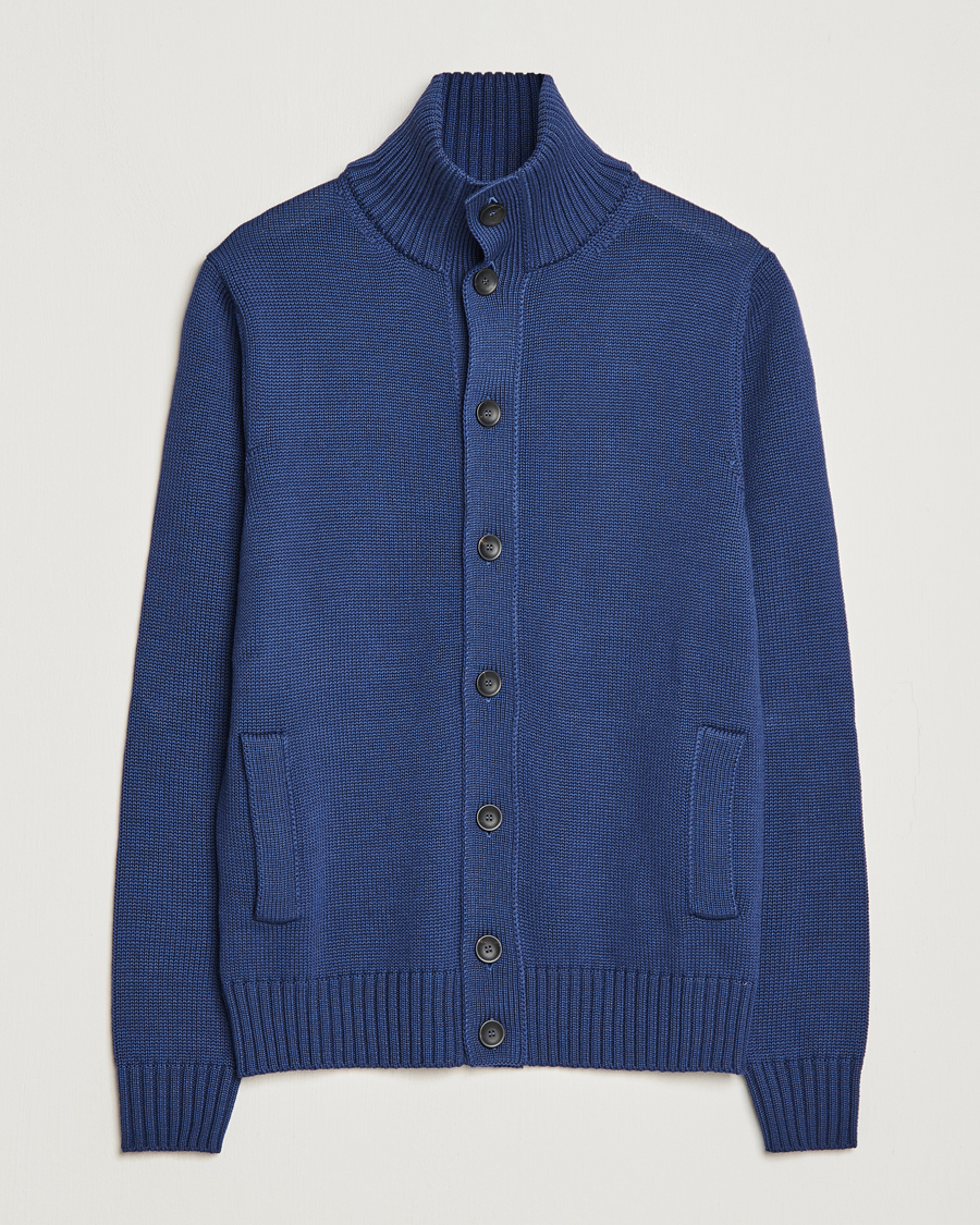 Herr | Tröjor | Zanone | Virgin Merino Wool Chioto Cardigan Royal Blue