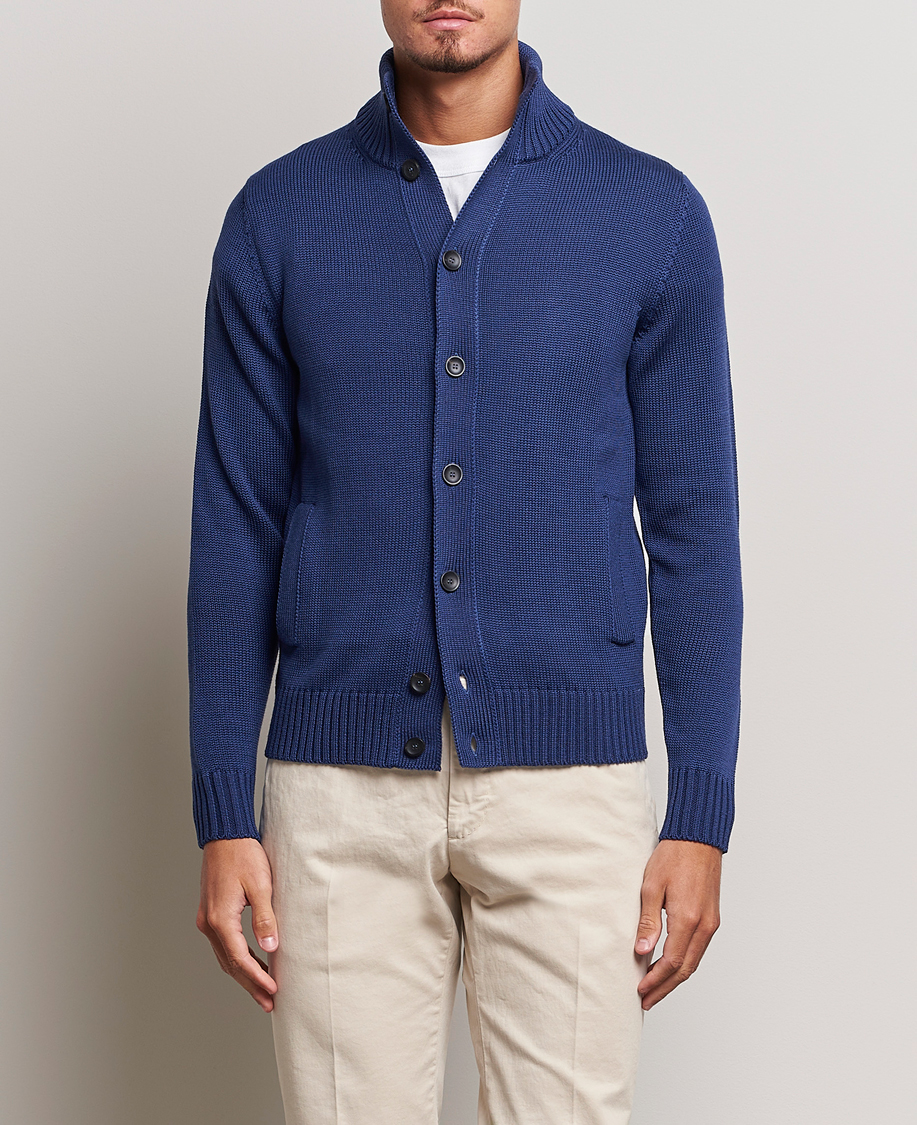 Herr | Tröjor | Zanone | Virgin Merino Wool Chioto Cardigan Royal Blue