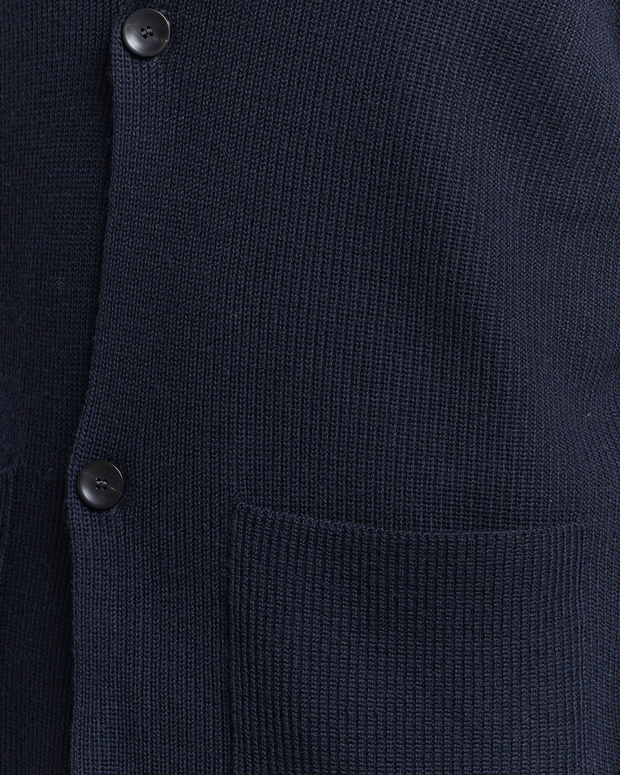 Herr | Tröjor | Zanone | Merino Wool Cardigan Jacket Navy