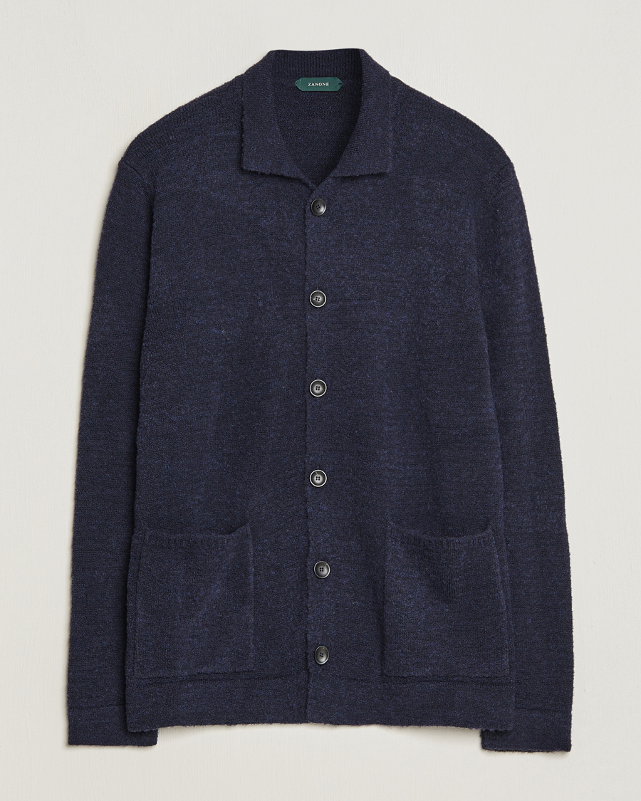 Herr | Tröjor | Zanone | Boucle Wool Chore Jacket Navy