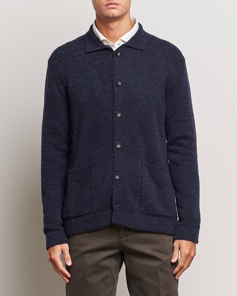 Herr | Tröjor | Zanone | Boucle Wool Chore Jacket Navy