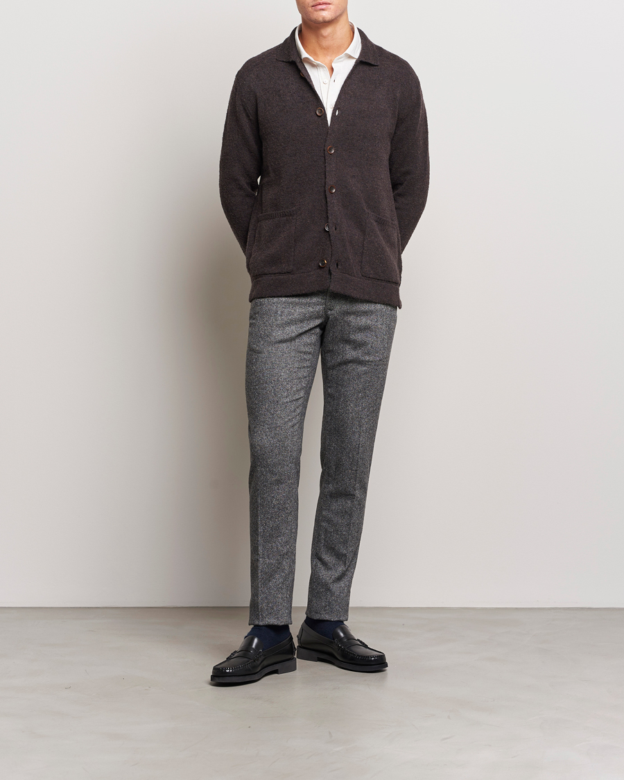 Herr | Tröjor | Zanone | Boucle Wool Chore Jacket Dark Brown