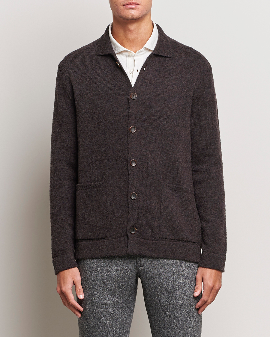Herr | Tröjor | Zanone | Boucle Wool Chore Jacket Dark Brown