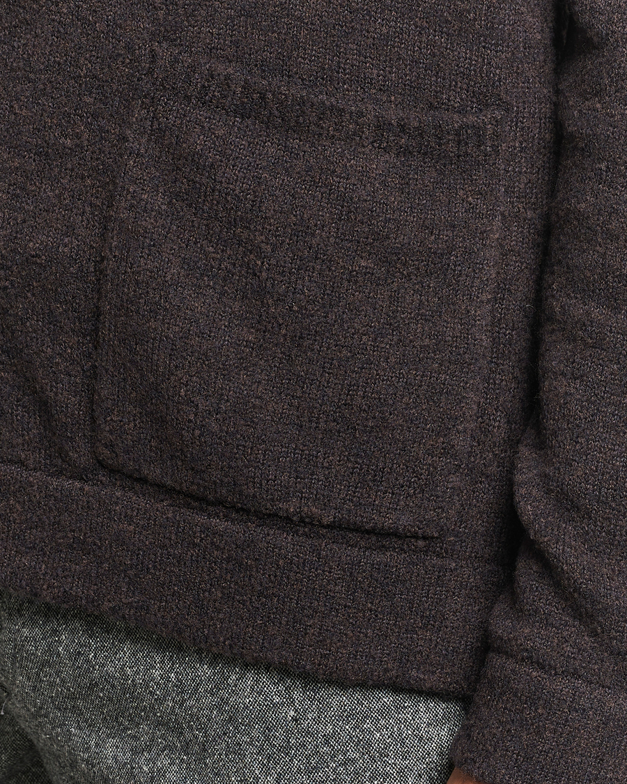 Herr | Tröjor | Zanone | Boucle Wool Chore Jacket Dark Brown