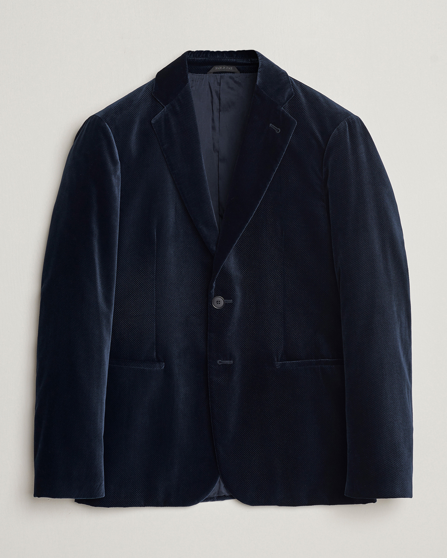 Herr | Kavajer | Giorgio Armani | Velvet Micro Blazer Navy