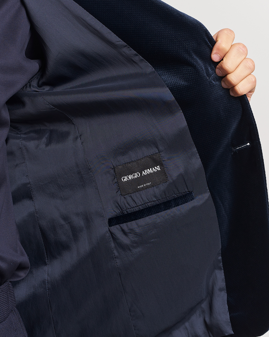 Herr | Kavajer | Giorgio Armani | Velvet Micro Blazer Navy