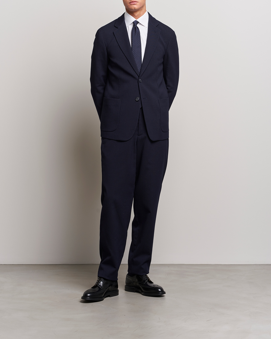 Herr | Byxor | Giorgio Armani | Wool Stretch Trousers Navy