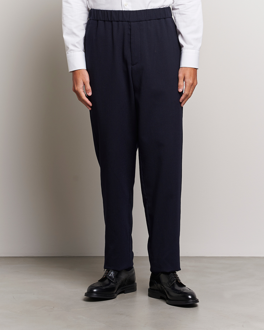 Herr | Drawstringbyxor | Giorgio Armani | Wool Stretch Trousers Navy