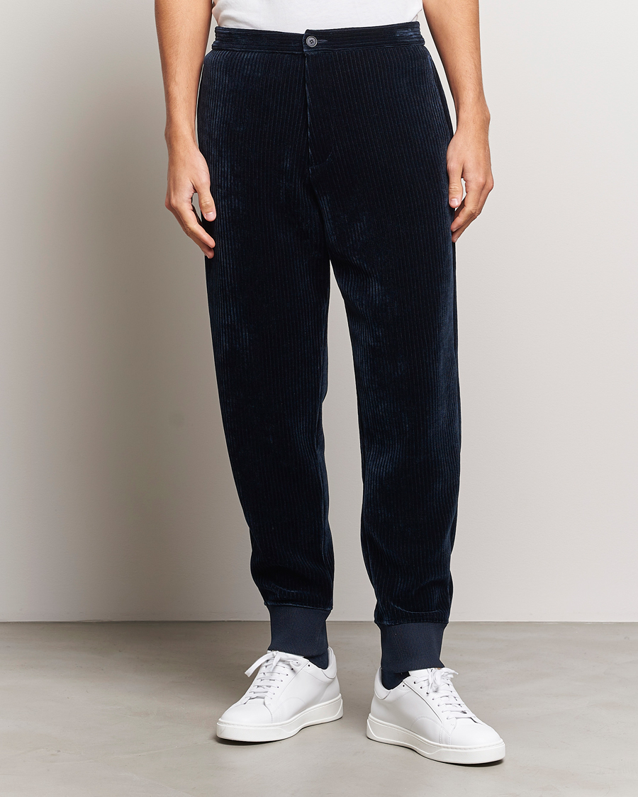 Herr | Byxor | Giorgio Armani | Jersey Corduroy Pants Navy
