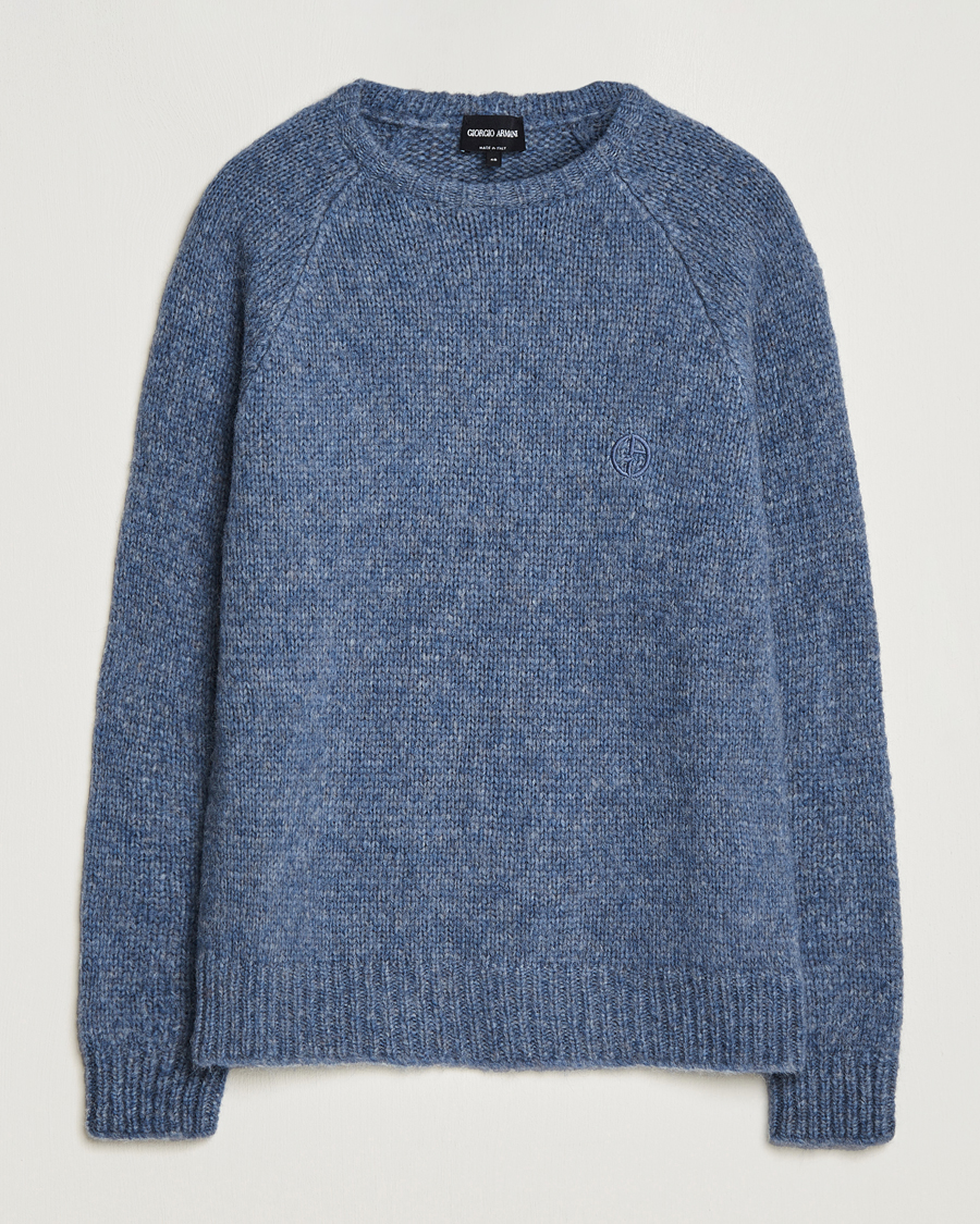 Herr | Tröjor | Giorgio Armani | Alpaca Wool Sweater Light Blue