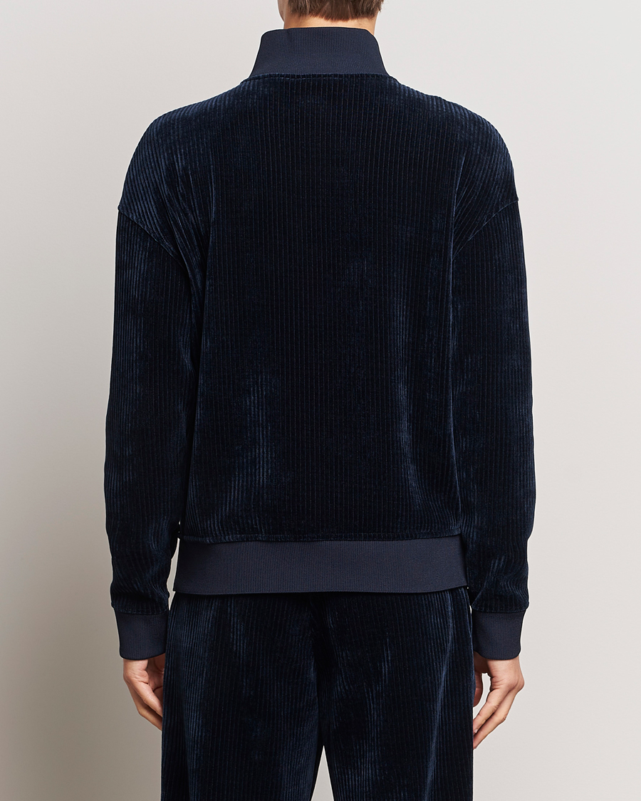 Herr | Tröjor | Giorgio Armani | Jersey Corduroy Zip Sweater Navy