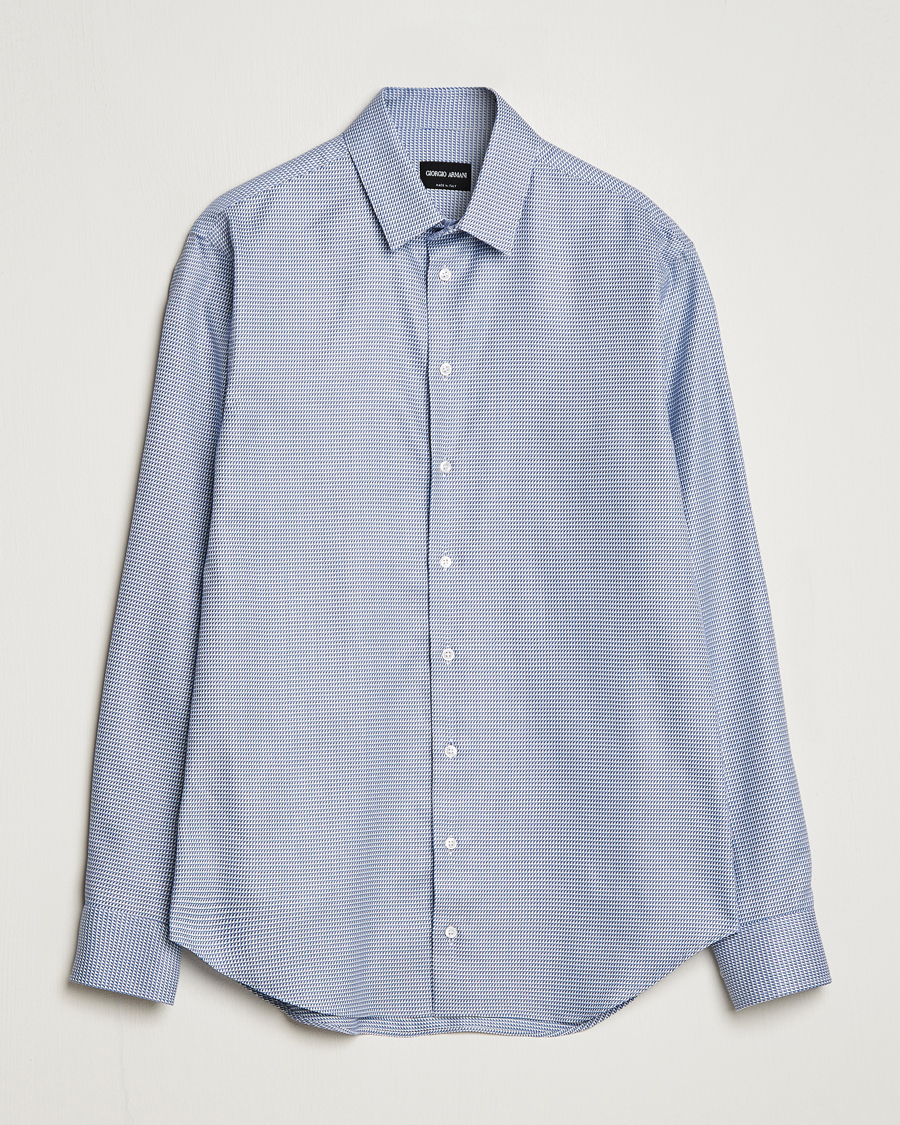 Herr | Skjortor | Giorgio Armani | Micro Structure Dress Shirt Light Blue
