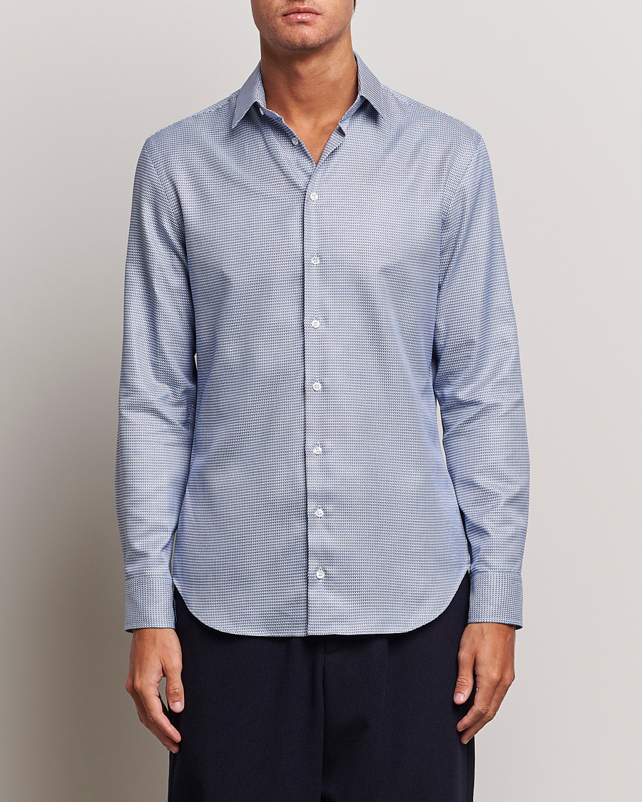 Herr | Skjortor | Giorgio Armani | Micro Structure Dress Shirt Light Blue