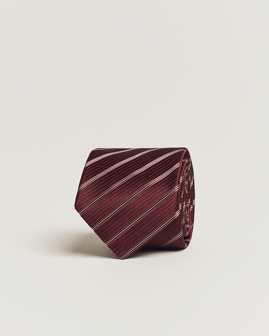 Herr | Giorgio Armani Regimental Stripe Silk Tie Burgundy | Giorgio Armani | Regimental Stripe Silk Tie Burgundy