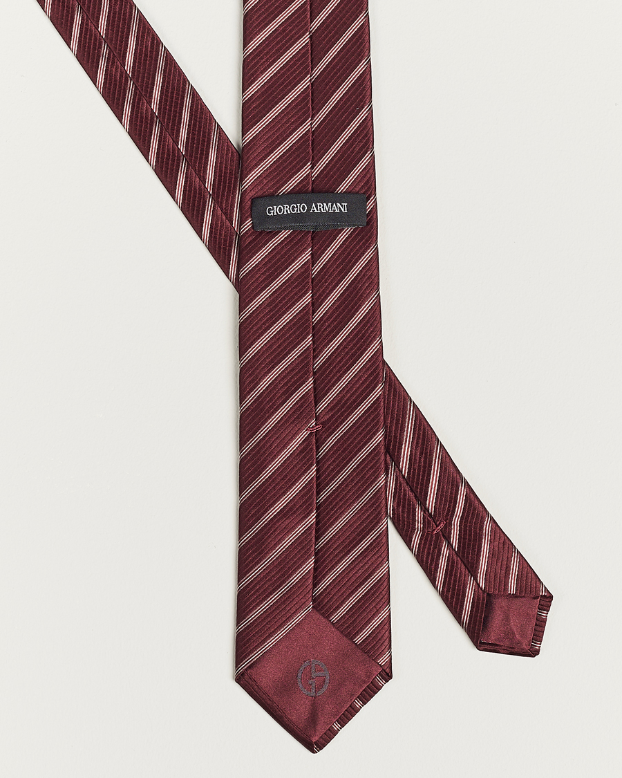 Herr | Giorgio Armani Regimental Stripe Silk Tie Burgundy | Giorgio Armani | Regimental Stripe Silk Tie Burgundy