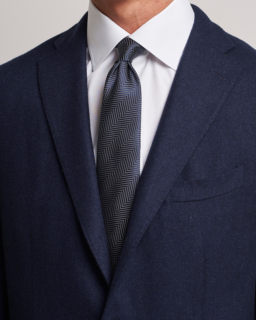 Herr | Giorgio Armani Chevron Silk Tie Navy | Giorgio Armani | Chevron Silk Tie Navy