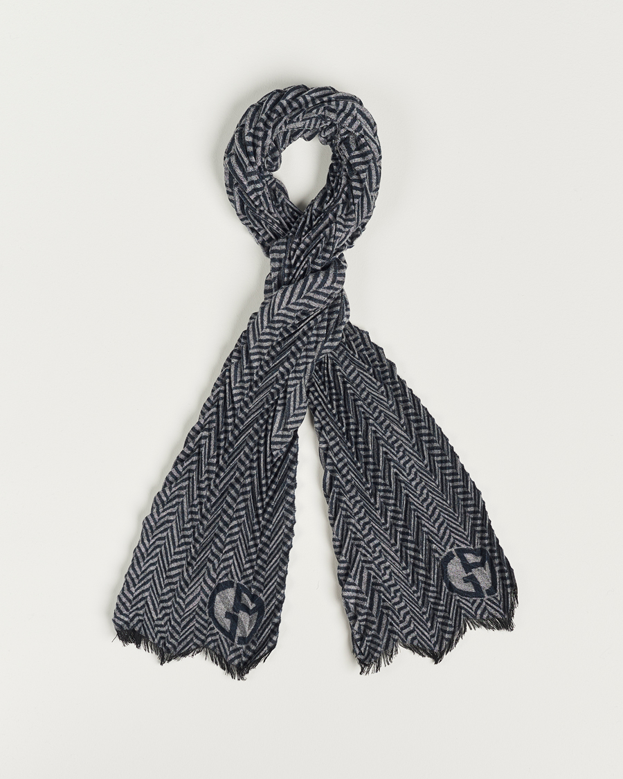 Herr | Giorgio Armani Cashmere Chevron Scarf Navy/Grey | Giorgio Armani | Cashmere Chevron Scarf Navy/Grey