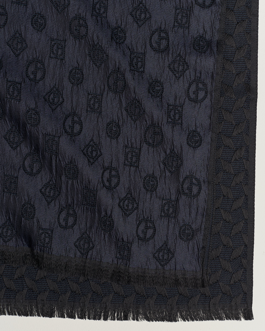 Herr | Giorgio Armani Wool/Silk Monogram Scarf Navy | Giorgio Armani | Wool/Silk Monogram Scarf Navy