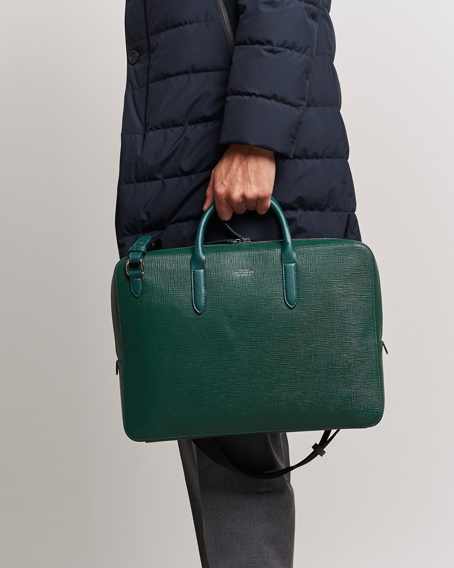 Herr | Avdelningar | Smythson | Panama Lightweight Briefcase Forest Green