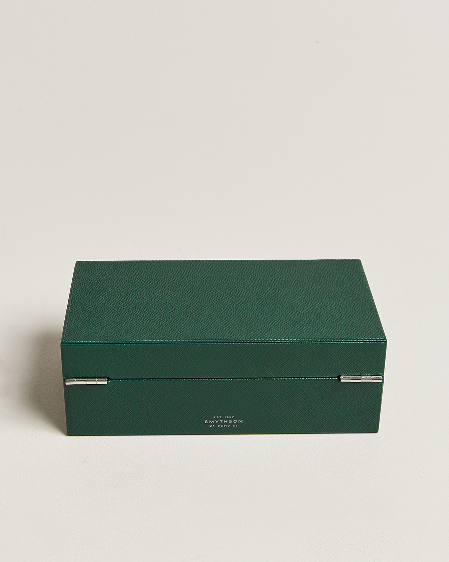 Herr | Smythson Panama Lockable Watch And Cufflink Box Forest Green | Smythson | Panama Lockable Watch And Cufflink Box Forest Green