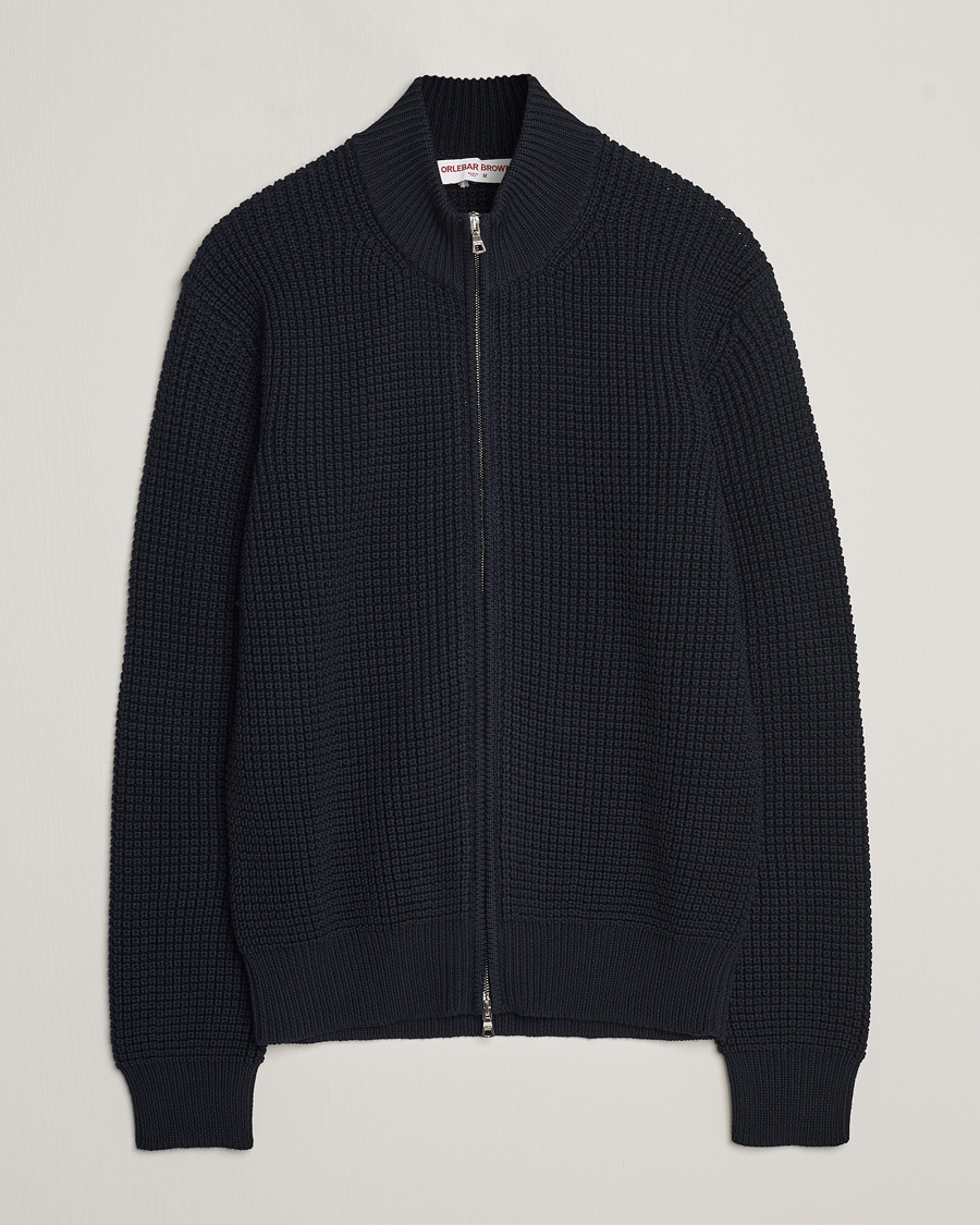 Herr | Tröjor | Orlebar Brown | Swan Merino Seed Stich Full Zip Night Iris