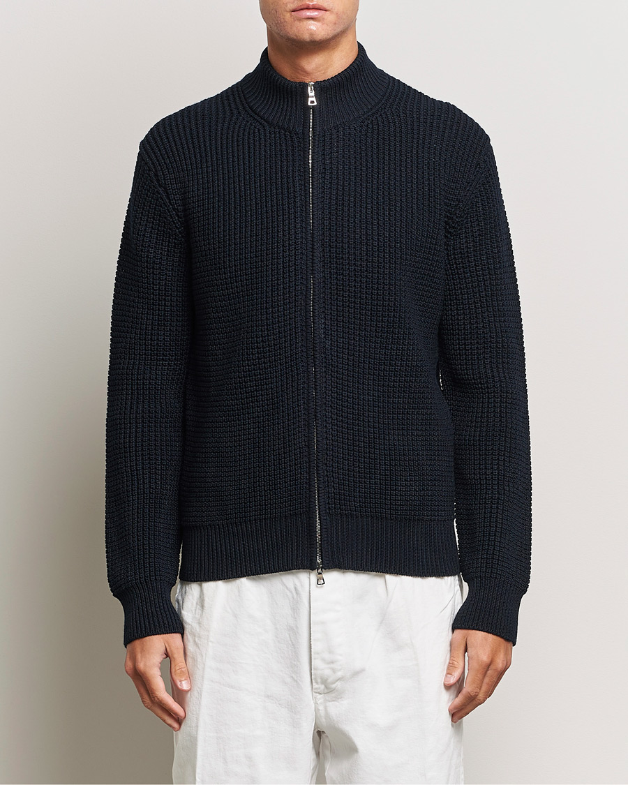 Herr | Tröjor | Orlebar Brown | Swan Merino Seed Stich Full Zip Night Iris