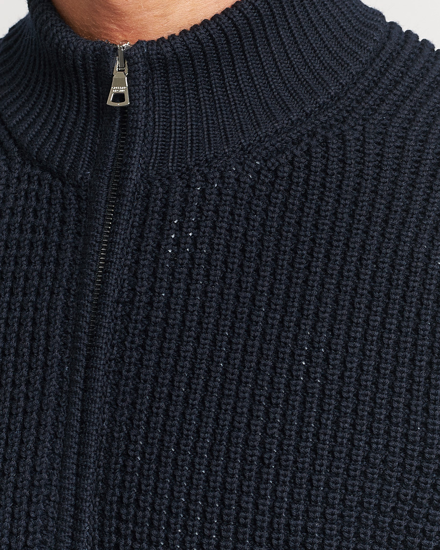 Herr | Tröjor | Orlebar Brown | Swan Merino Seed Stich Full Zip Night Iris