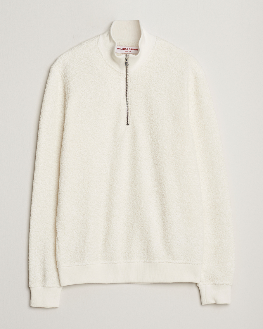 Herr | Tröjor | Orlebar Brown | Isar Fleece Cashmere Half-Zip White Sand