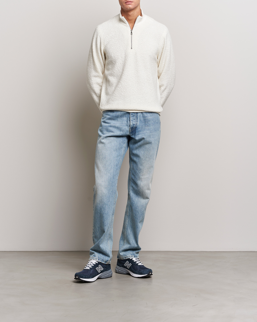 Herr | Tröjor | Orlebar Brown | Isar Fleece Cashmere Half-Zip White Sand