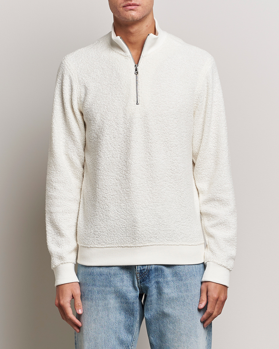 Herr | Orlebar Brown | Orlebar Brown | Isar Fleece Cashmere Half-Zip White Sand