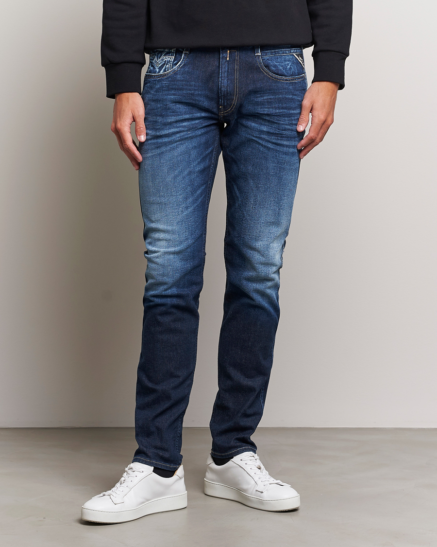 Herr | Tapered fit | Replay | Anbass Super Stretch Bio Jeans Dark Blue