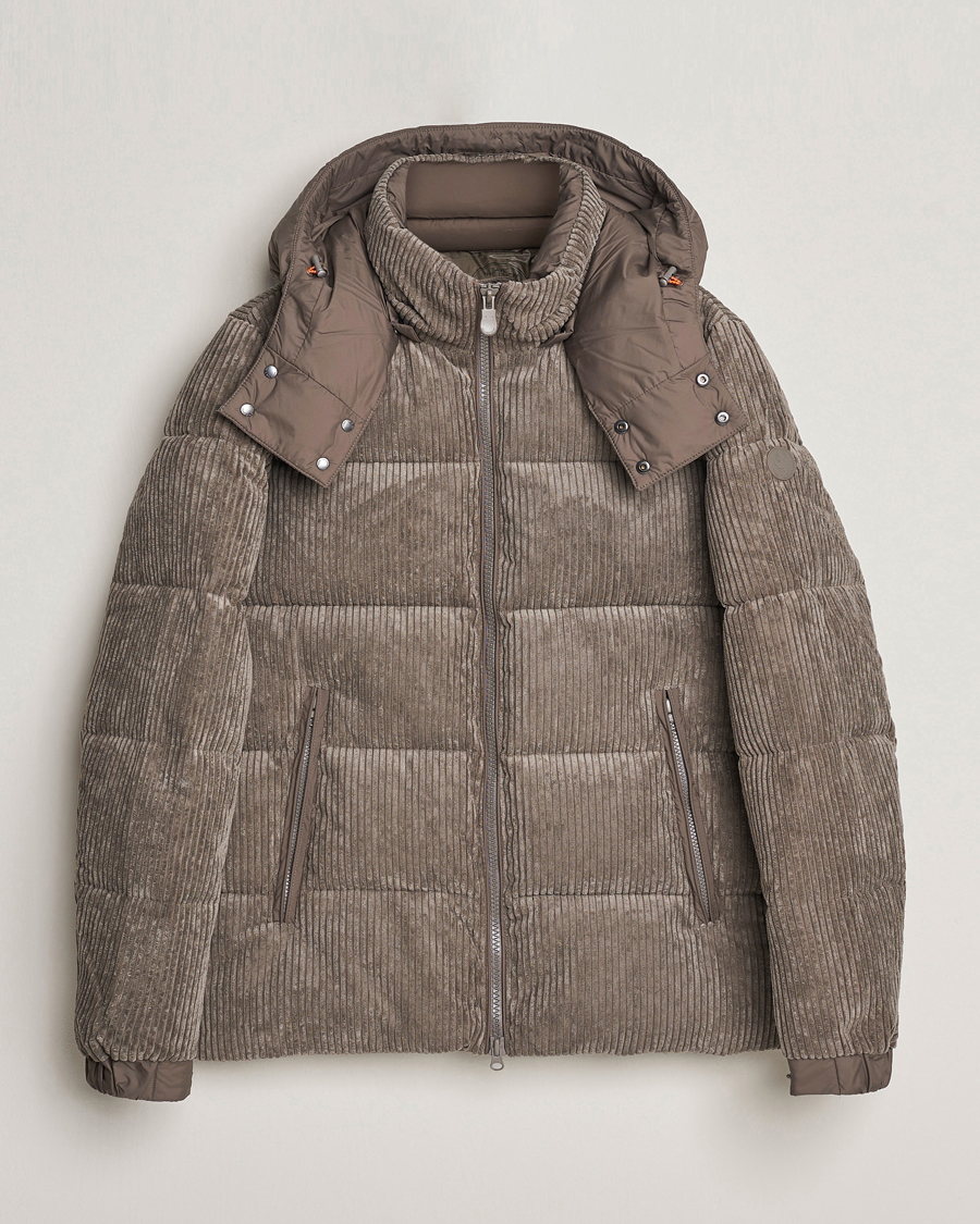 Herr | Jackor | Save The Duck | Albus Cord Padded Puffer Jacket Mud Grey