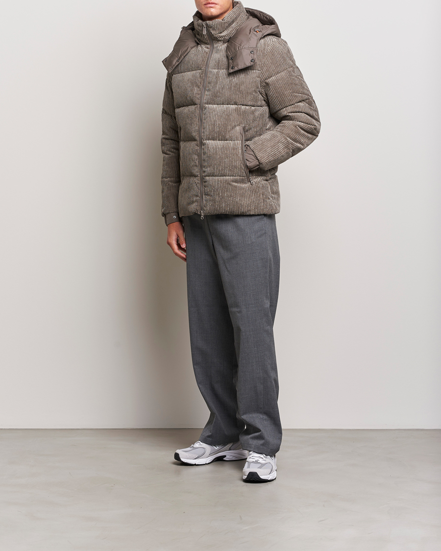 Herr | Jackor | Save The Duck | Albus Cord Padded Puffer Jacket Mud Grey