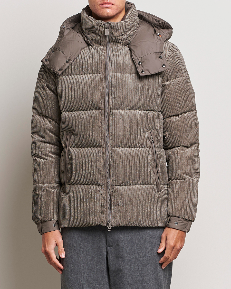Herr | Jackor | Save The Duck | Albus Cord Padded Puffer Jacket Mud Grey