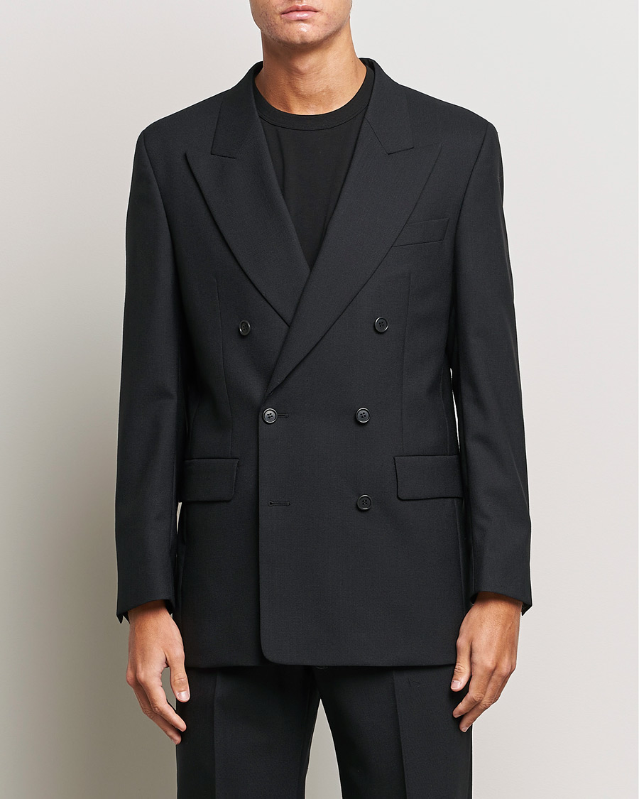 Herr | Kavajer | Sunflower | Double Breasted Wool Blazer Black