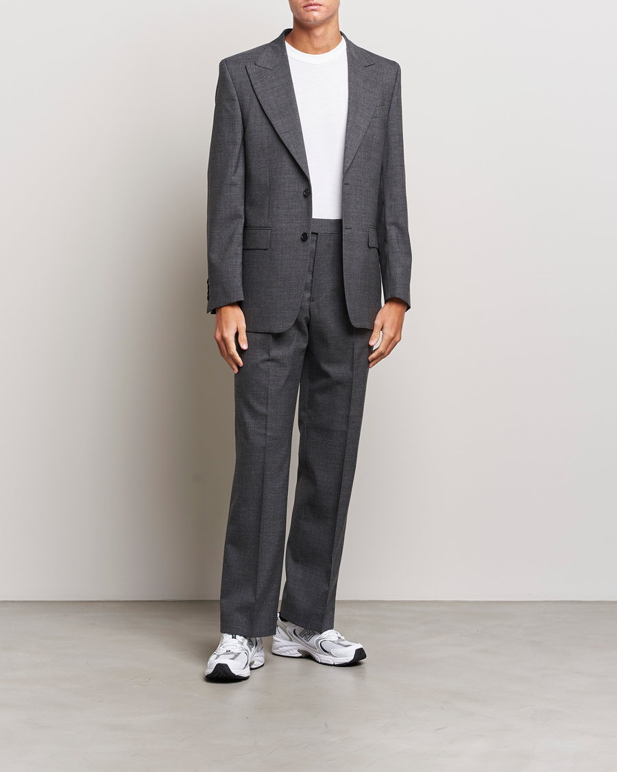 Herr | Byxor | Sunflower | Straight Wool Trousers Antracite