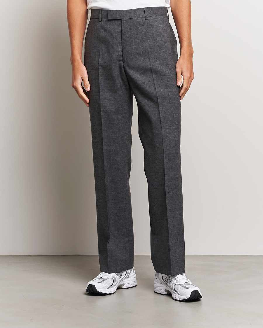 Herr | Byxor | Sunflower | Straight Wool Trousers Antracite