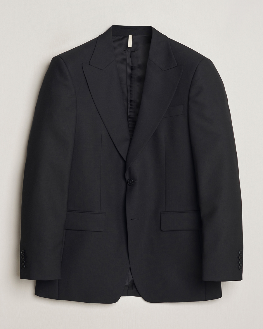 Herr | Kavajer | Sunflower | Single Breasted Wool Blazer Black