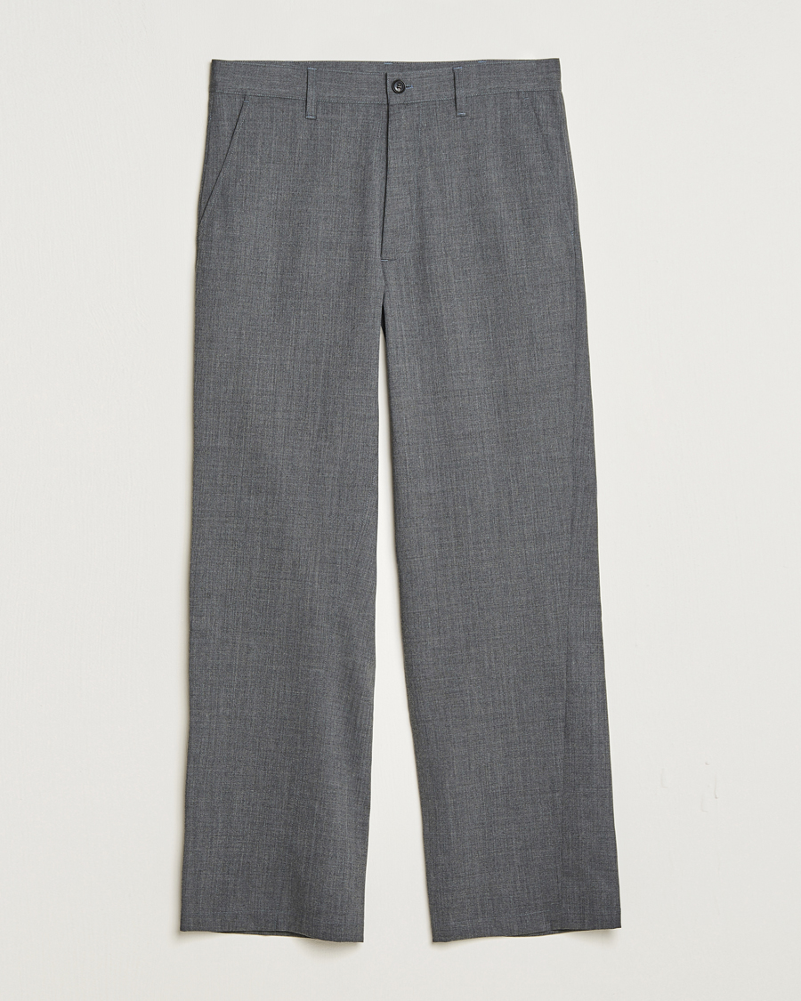 Herr | Byxor | Sunflower | Wide Twist Wool Trousers Grey Melange