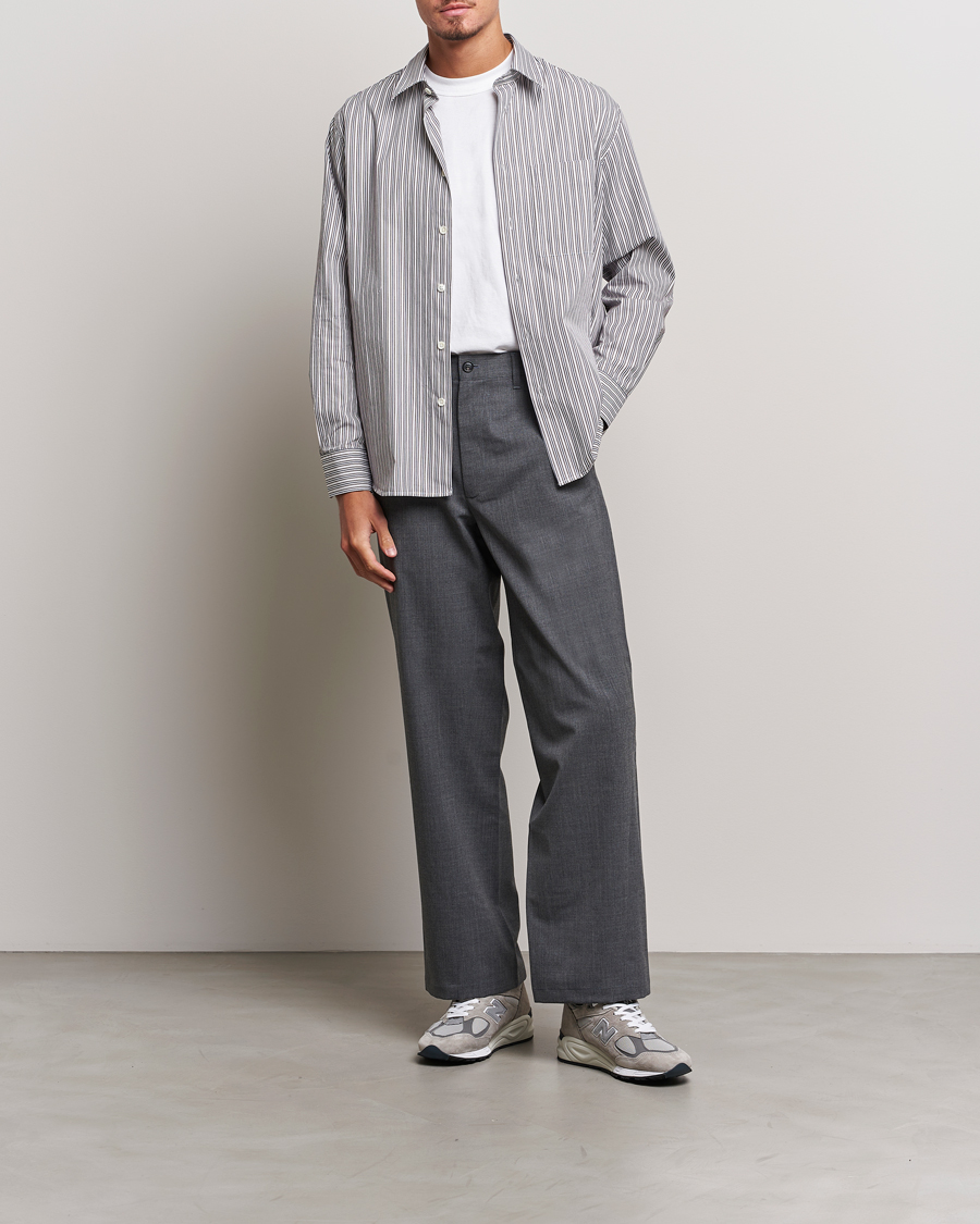 Herr | Byxor | Sunflower | Wide Twist Wool Trousers Grey Melange