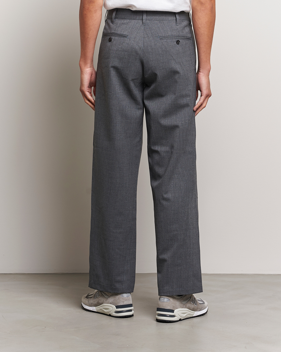 Herr | Byxor | Sunflower | Wide Twist Wool Trousers Grey Melange