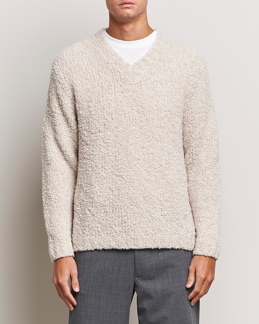 Herr | Stickade tröjor | Sunflower | Aske Boucle Sweater Off White